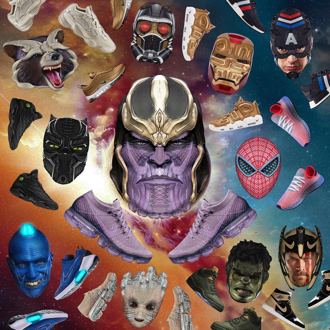 Nádherné siluety tenisiek premené na postavy z Avengers: Infinity War