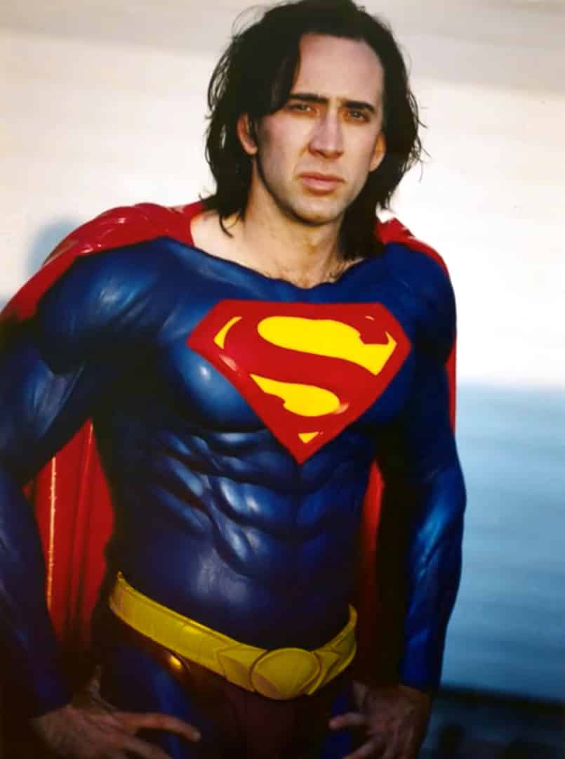 Kostýmová skúška Nicolasa Cagea ako Supermana v roku 1998