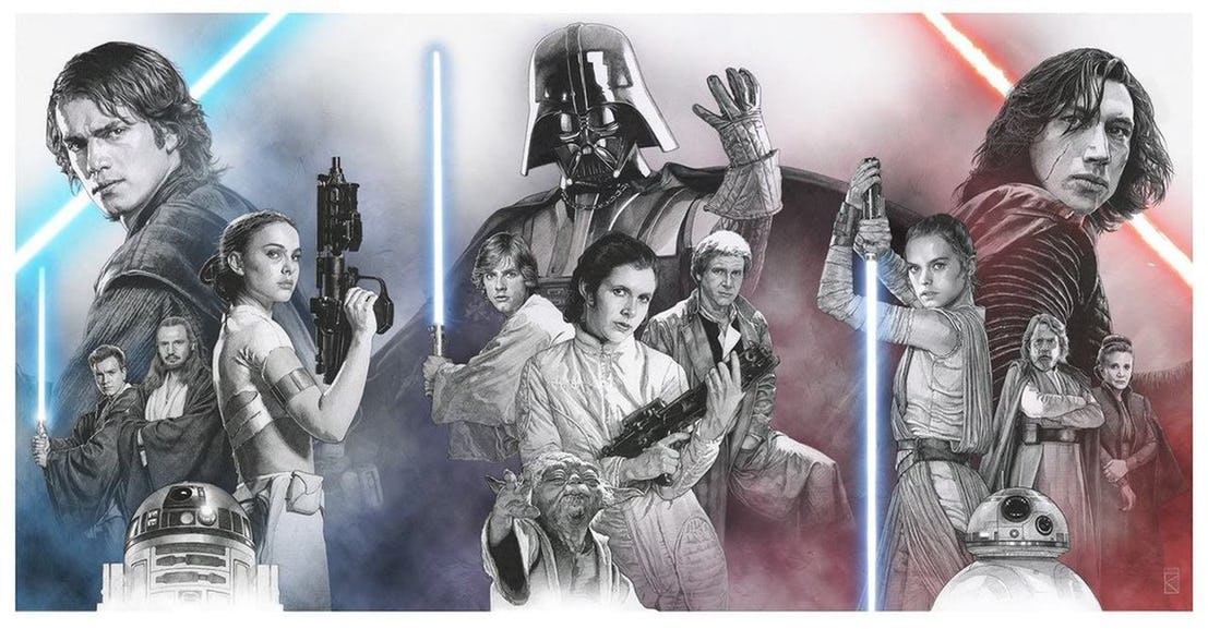 Vystavené plagáty všetkých troch Star Wars trilógií na tohtoročnom Comic-Cone!